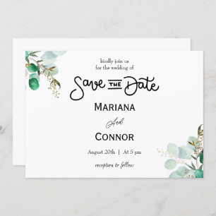 Greenery Minimal Save The Date Invitation