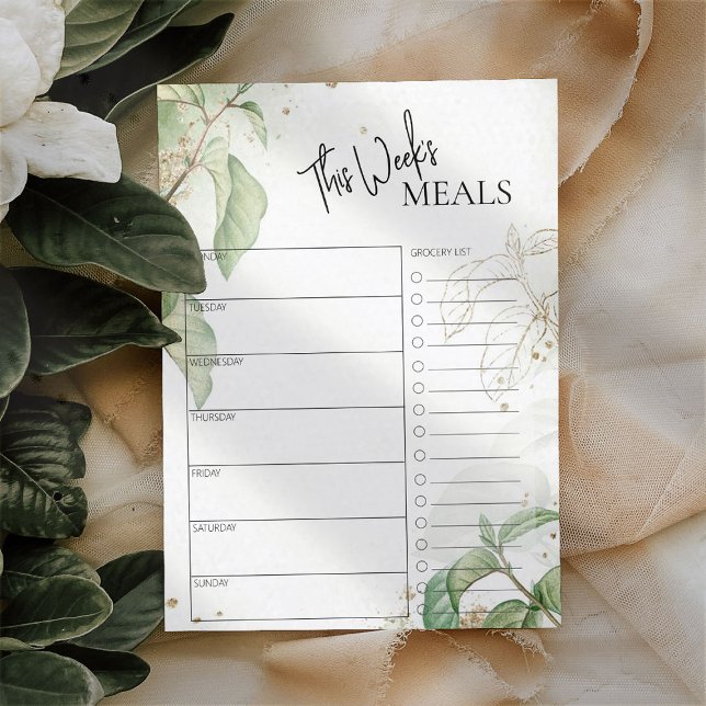 Greenery Minimal Script Text Weekly Meal Planner (Creator Uploaded)