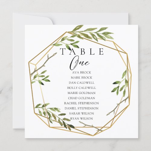 Greenery Minimal Table Number Seating Chart