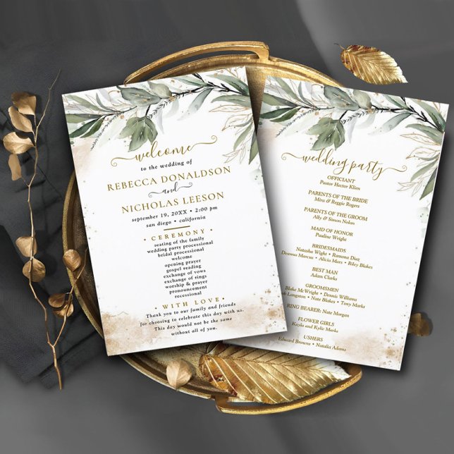 Greenery Minimal Wedding Program (Creator Uploaded)