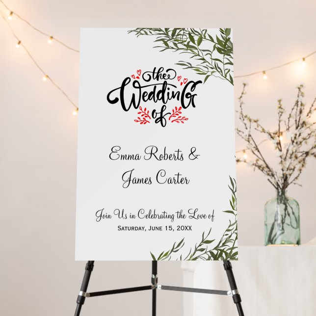 Greenery Minimal Wedding Welcome Sign (In Situ (Stand))