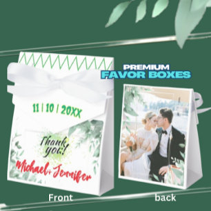 Greenery Minimalist Custom Photo Wedding Favor Boxes
