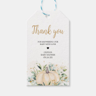 Greenery Minimalist Pumpkin Baby Shower Favor Tags