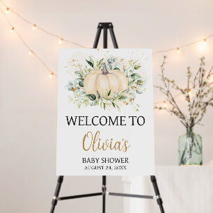 Greenery Minimalist Pumpkin Welcome Sign
