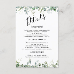 Greenery Minimalist Wedding Enclosure Cards