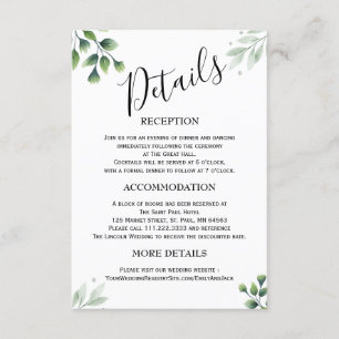 Greenery Minimalist Wedding Enclosure Cards