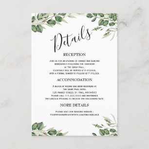 Greenery Minimalist Wedding Enclosure Cards