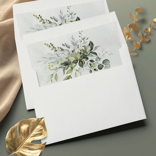 Greenery Minimalist Wedding Envelope Liner