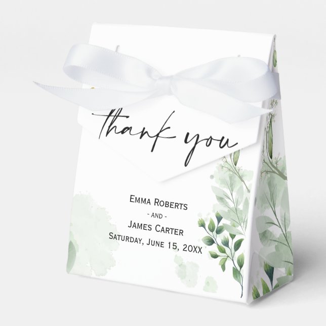 Greenery Minimalist Wedding Favor Boxes (Front Side)