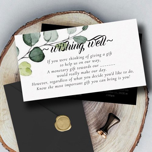 Greenery Minimalistic Wishing Well for Wedding Enclosure Card