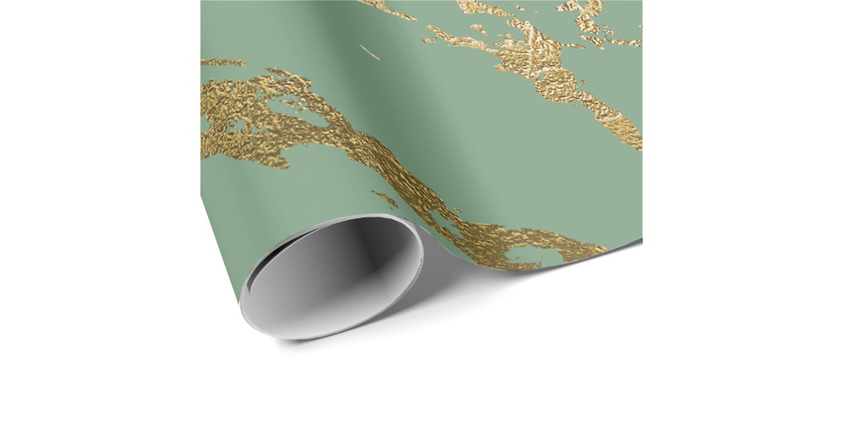 Elegant Marble, Copper Sage Mint Green Rose Gold Wrapping Paper
