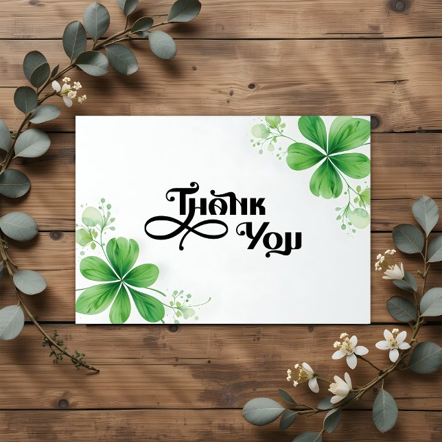 Greenery Modern Black Script Baby Shower Thank You Card (Creator Uploaded)