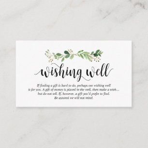 Greenery, Modern Black, Wedding Wishing Well Enclosure Card