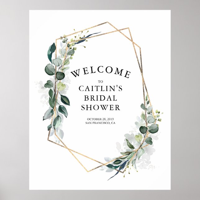 Greenery Modern Bridal Shower Welcome Sign (Front)