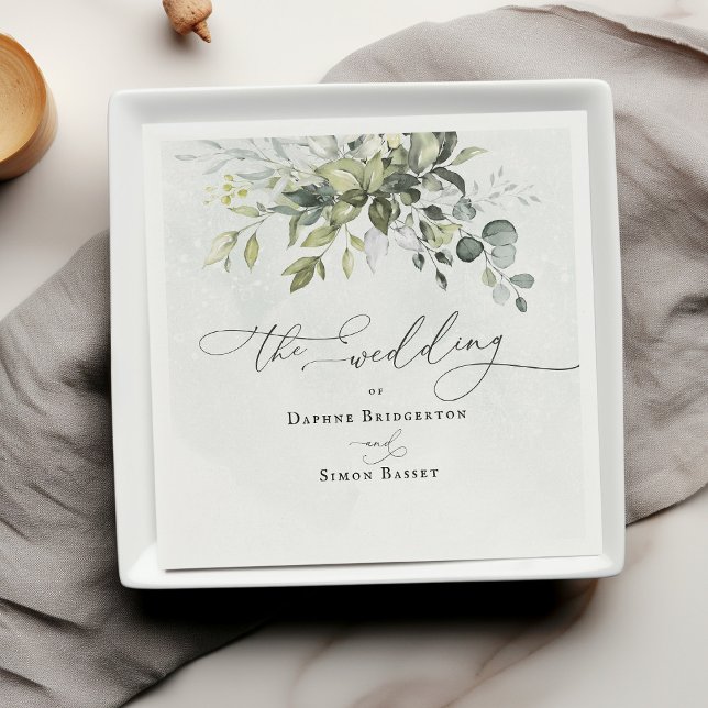Greenery Modern Chic Minimalist Wedding Napkins (Creator Uploaded)