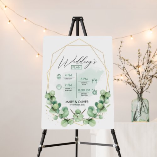 Greenery Modern Elegant eucalyptus wedding program Foam Board