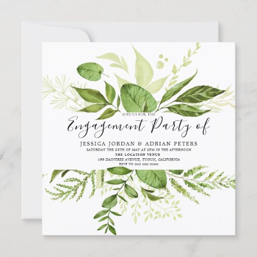 Greenery Modern Engagement Party All season Invite