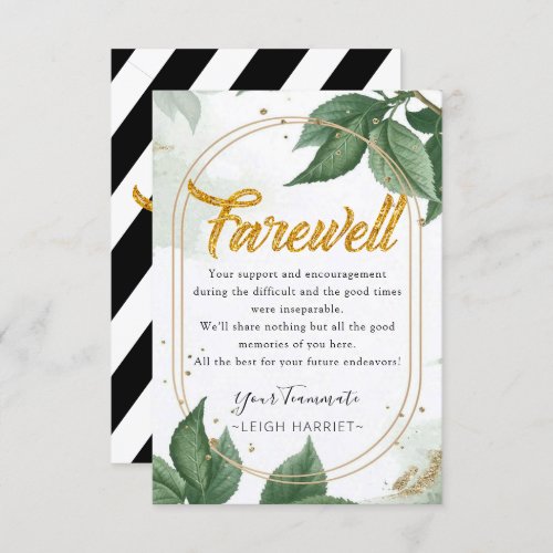 Greenery Modern Goodbye coworker farewell card