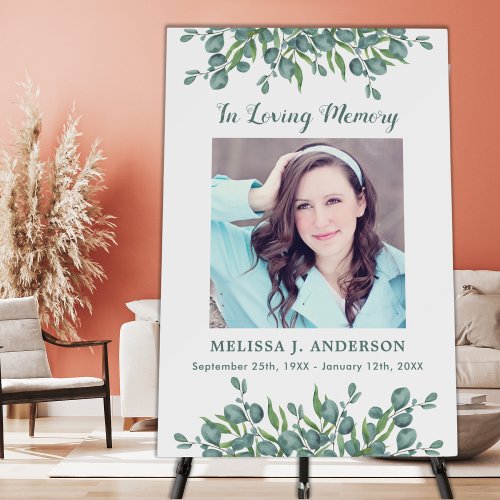 Greenery Modern Memorial Funeral Welcome Sign 