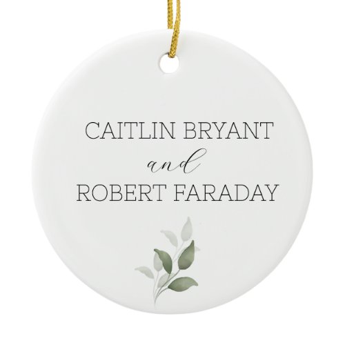 Greenery Modern Wedding  Ceramic Ornament
