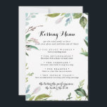 Greenery Modern Wedding Kissing Menu Game Card<br><div class="desc">This greenery modern wedding kissing menu game card is perfect for a tropical wedding reception. The design features predominantly green tropical leaves with a touch of pink blush flowers.</div>