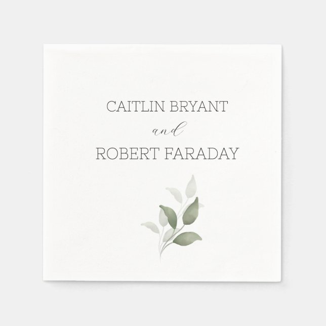  Greenery Modern Wedding  Napkins (Front)