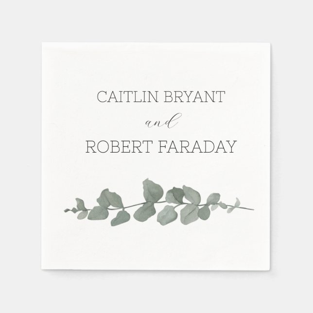  Greenery Modern Wedding  Napkins (Front)