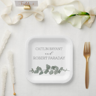 Greenery Modern Wedding Paper Plates