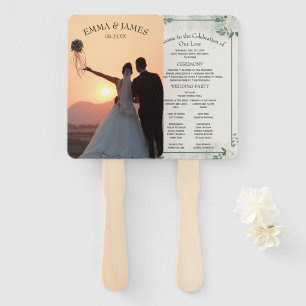 Greenery Modern Wedding Program Invitation Hand Fan