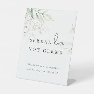 Greenery Modern Wedding Sanitizing Station Pedestal Sign