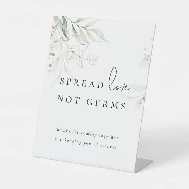  Greenery Modern Wedding Sanitizing Station Pedestal Sign (Front)