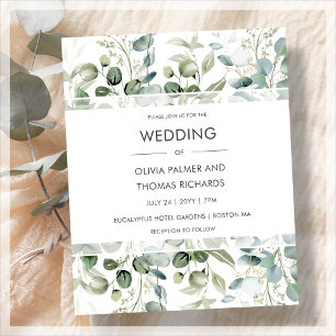Greenery Modern White Wedding Invitation