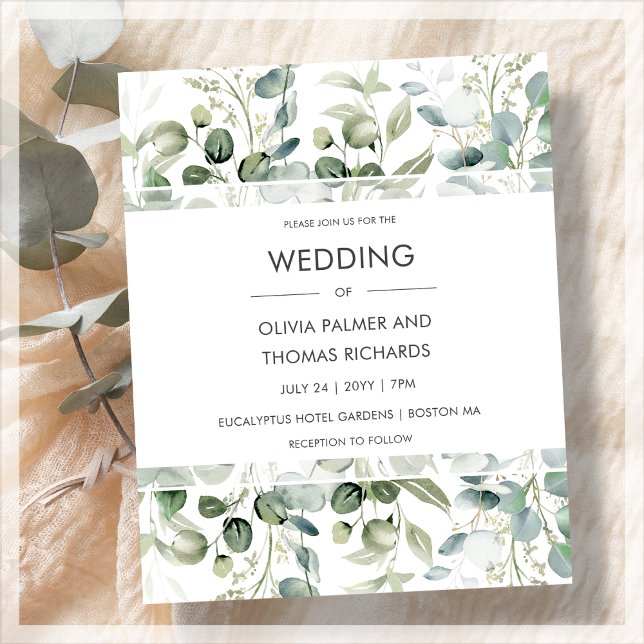 Greenery | Modern White Wedding Invitation (Creator Uploaded)