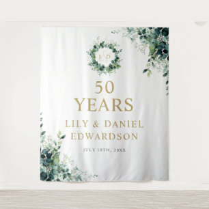 Greenery Monogram 50th Anniversary Photo Backdrop