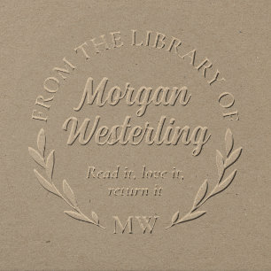 Greenery Monogram Return It From the Library Of Embosser