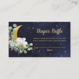 Greenery Moon Cute Elephant Diaper Raffle Boy Enclosure Card