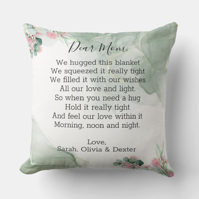 Greenery Mother's Day Mom Grandma Message Photo Throw Pillow (Front)
