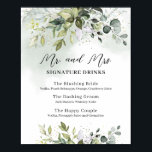 Greenery mr and mrs signature drinks wedding sign<br><div class="desc">Greenery mr and mrs signature drinks wedding sign 8x10 poster,  Contact me for matching items or for customization,  Blush Roses ©</div>