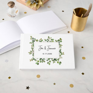 Greenery NAME & NAME Wedding DATE Timeless Couple Foil Guest Book