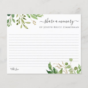 Greenery Name Share a Memory Editable Card