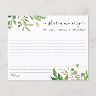 Greenery Name Share a Memory Editable Card