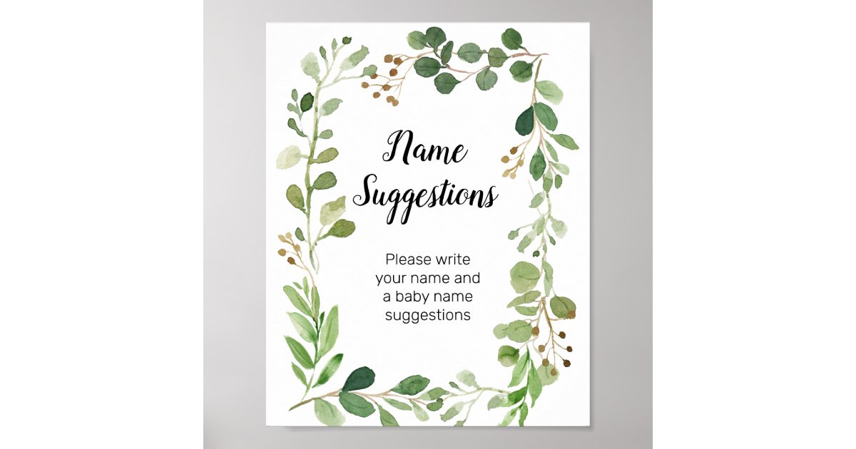 greenery-name-suggestions-poster-zazzle