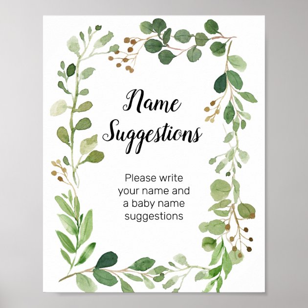 Greenery Name Suggestions Poster Zazzle