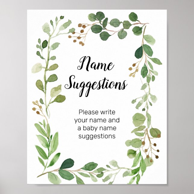 Greenery Name Suggestions Poster (Front)