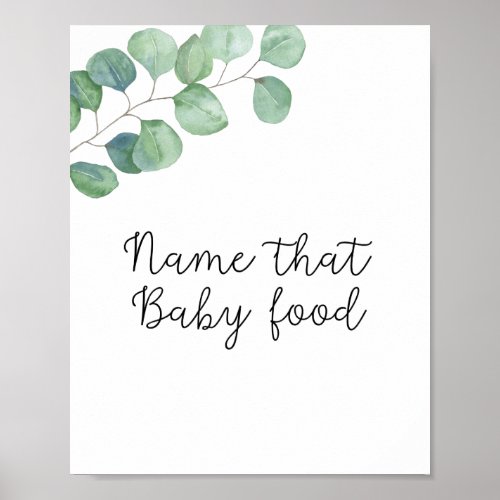 Greenery _ name that baby food shower poster