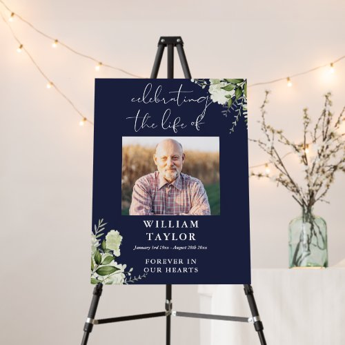 Greenery Navy Blue Celebration Of Life Photo