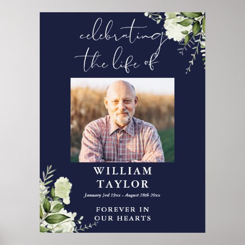 Greenery Navy Blue Celebration Of Life Photo