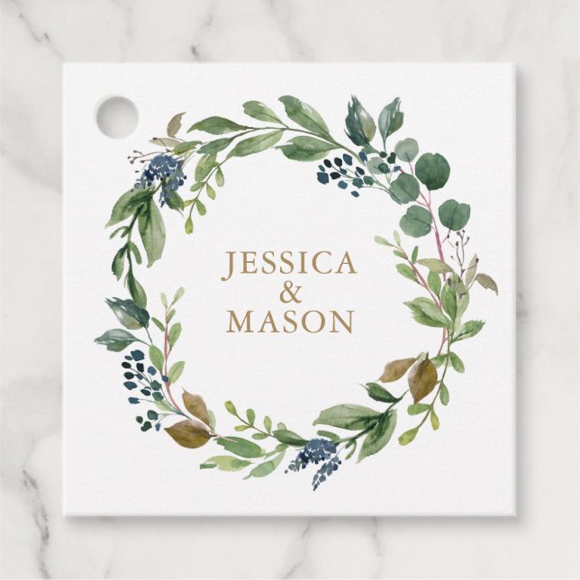 Greenery Navy Gold Thank You Favor Tag (Front)