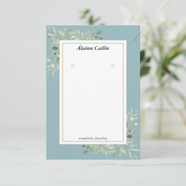 Greenery Necklace Earrings Jewelry Display Card (Standing Front)