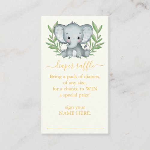 Greenery Neutral Elephant Diaper Raffle Enclosure 